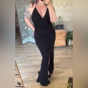 Elegant Black Halter Maxi Dress